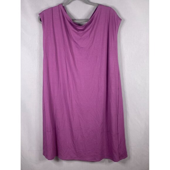 Eileen Fisher Dress Womens Large Purple Curan Bateau Jersey Shift Pockets - Picture 2 of 11
